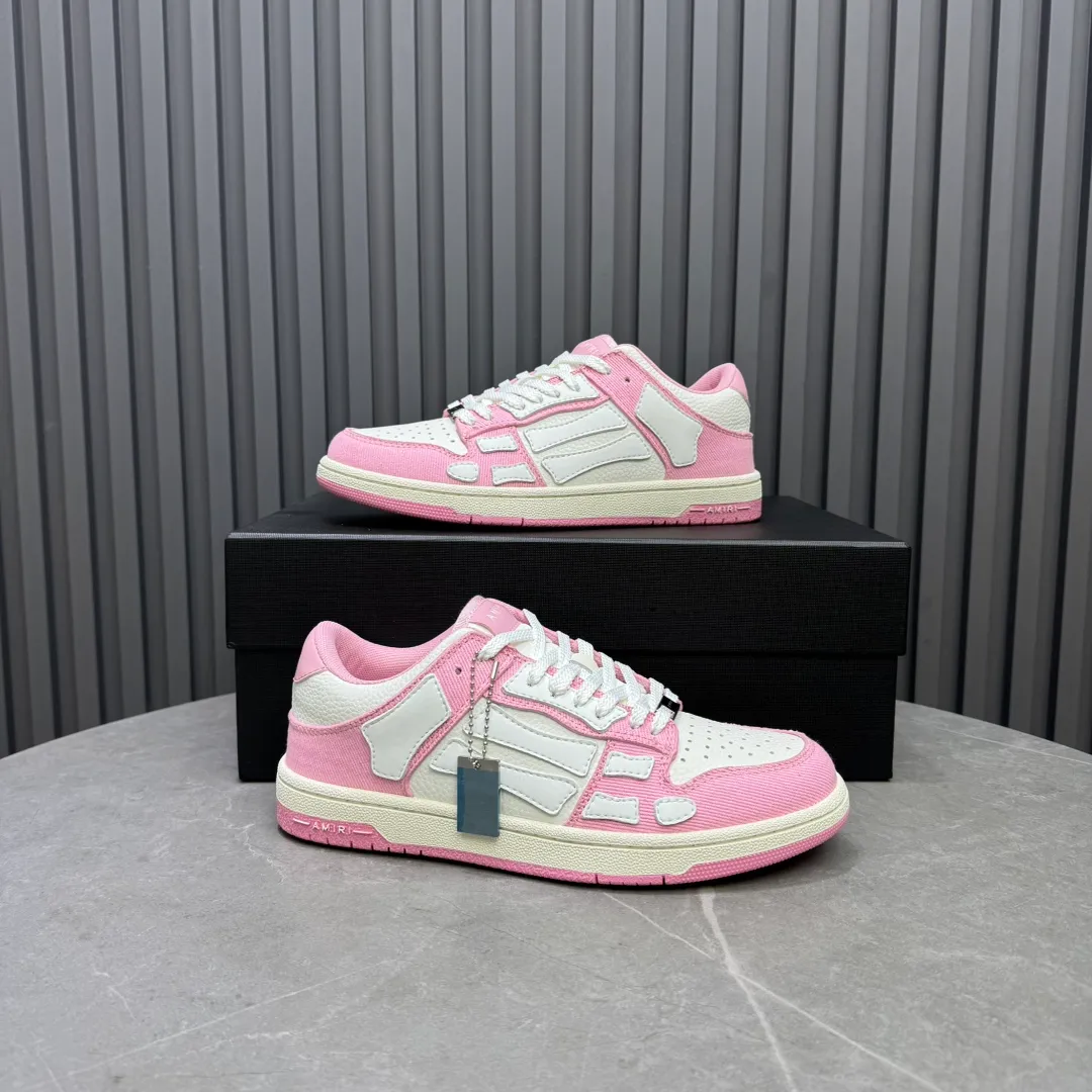 Men's men's shoes 💰600 AMIRI high street sneakers with bone sports shoes, toe layer cowhide upper, upper side bones, hand-stitched, good three-dimensional effect, customized metal LOGO, size 38-45 46